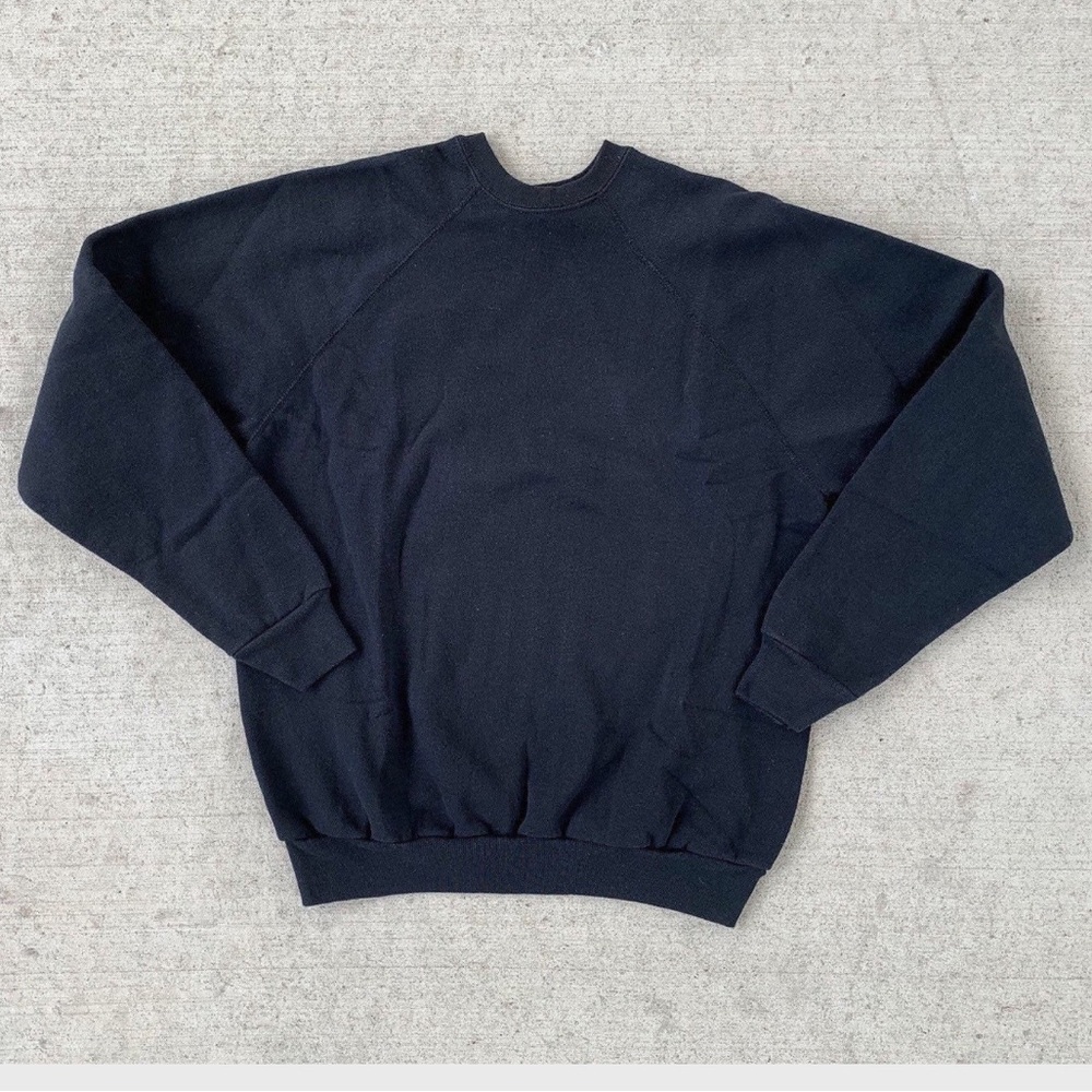 Tultex Blank Black Vtg 1980s Crewneck Sweatshirt Unisex Size (XL fits M)